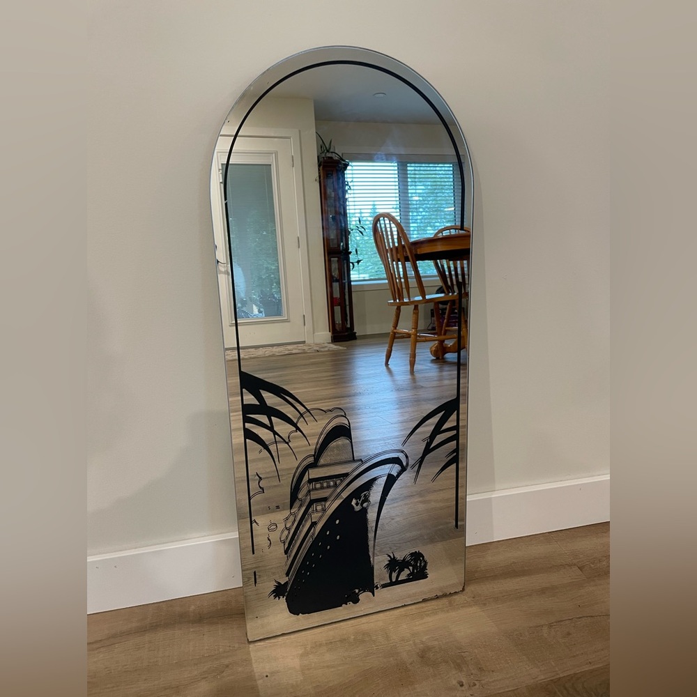 Vintage Art Deco Titanic Arched Mirror, 31”